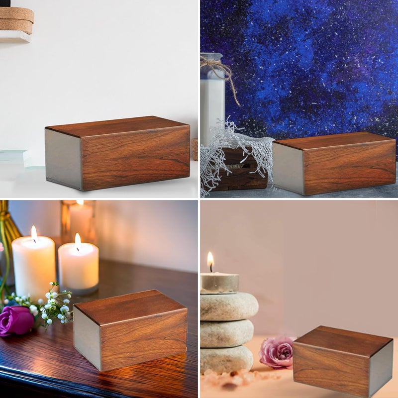 S.B.ARTS Wooden Urn for Human Ashes, Decorative and Pet Memorial Urn - Keepsake Burial Ash Box - Small (Style1, 6 X 4 X 2.75 inch) - Image 4